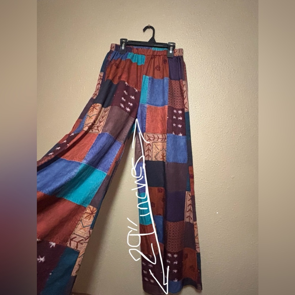 ROMWE Colorful Patchwork Wide-Leg Pants - Picture 6 of 8